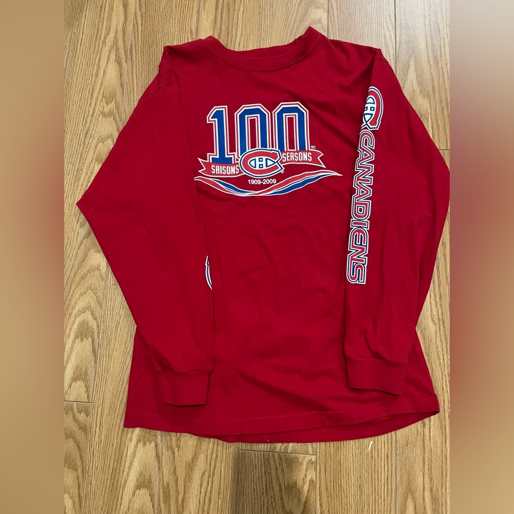 Vintage montreal canadien pullover shirt 100 seasons 2009 red size M